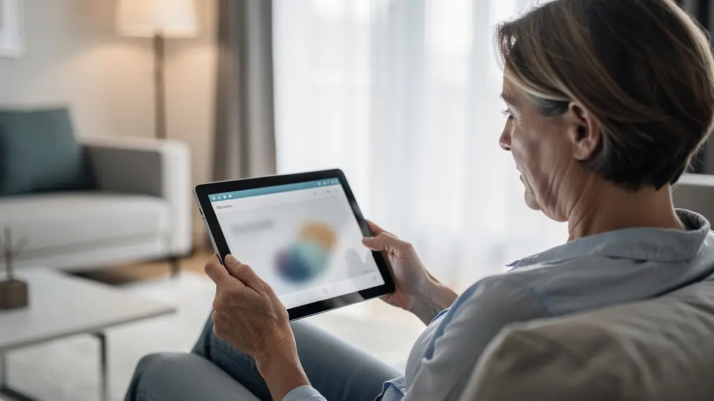 Personne consultant son espace personnel retraite sur tablette