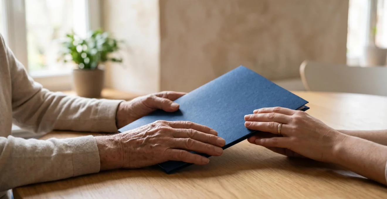 Illustration éditoriale représentant l'accompagnement des personnes âgées pour l'obtention de l'APA en France