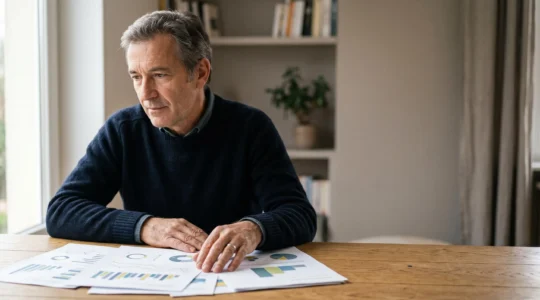 Scène évoquant le calcul de la pension de retraite en France