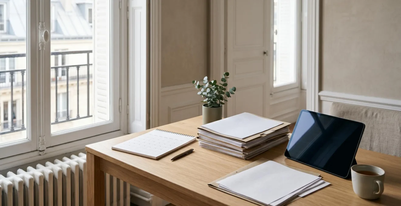 Préparation sereine du départ en retraite avec documents administratifs et calendrier organisé