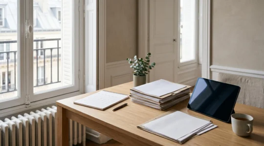 Préparation sereine du départ en retraite avec documents administratifs et calendrier organisé