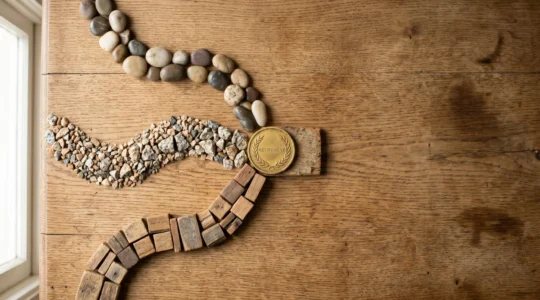Représentation symbolique d'un parcours professionnel diversifié menant à la retraite en France